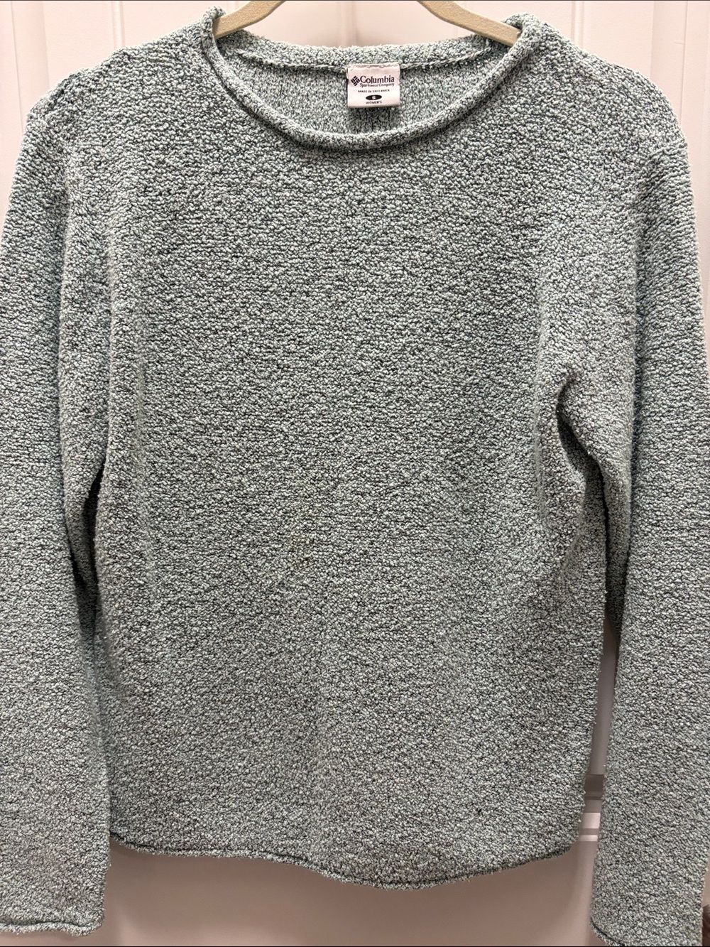 Columbia Women’s Small Light Green Textured Boucle Crewneck Sweater